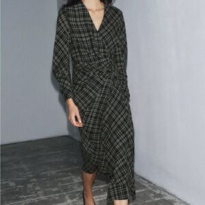 Zara plaid dress with flattering ruching